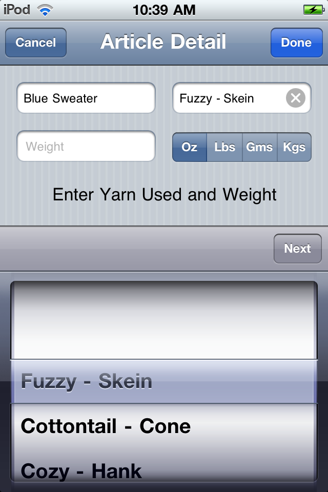 Yarn Estimator